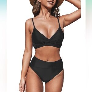 Women’s swimwear Bathing Suit Black Two‎ Piece Bikini Swimsuit NWT Size L